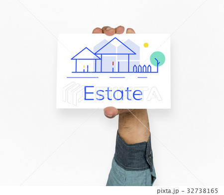 Hand holding banner network graphic overlay Hand holding banner network graphic overlay 32738165