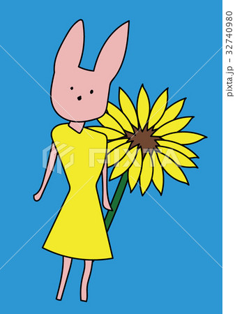 向日葵とうさぎさん 32740980