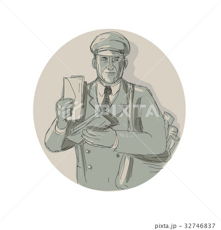 Vintage Mailman Delivering Letters Watercolor Vintage Mailman Delivering Letters Watercolor 32746837