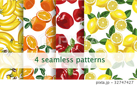 Vector seamless fruit pattern set. Repeating fruit Vector seamless fruit pattern set. Repeating fruit 32747427