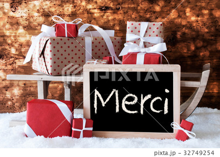 Gifts, Snow, Bokeh, Merci Means Thank You 32749254