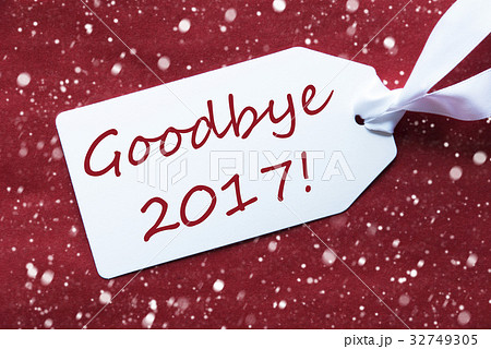 One Label On Red Background, Goodbye 2017 32749305