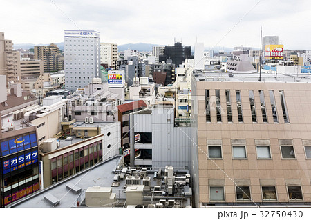 上から見る雑居ビル群の写真素材