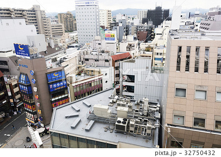 上から見る雑居ビル群の写真素材