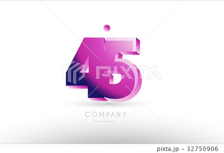 number 45 black white pink logo icon design 32750906