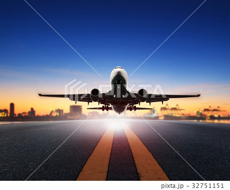 cargo plane take off from airport runways  32751151