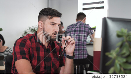 Thoughtful designer working on architectural 32753524