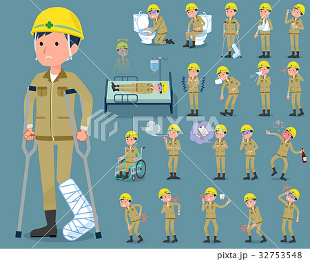 flat type helmet construction worker man_sickness flat type helmet construction worker man_sickness 32753548
