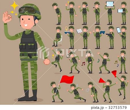 Flat Type Military Wear Man 2のイラスト素材 Flat Type Military Wear Man 2のイラスト素材