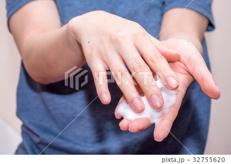 Closeup on young woman washing hands Closeup on young woman washing hands 32755620