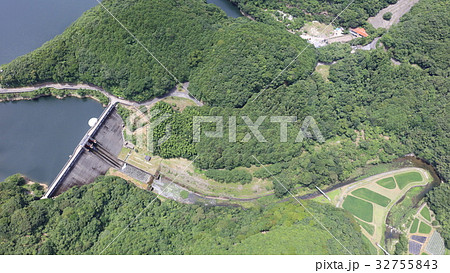 福岡県若宮市の力丸ダム［旧名］八木山川ダムを空撮 32755843