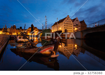 Sunken ship in a bay 32756360