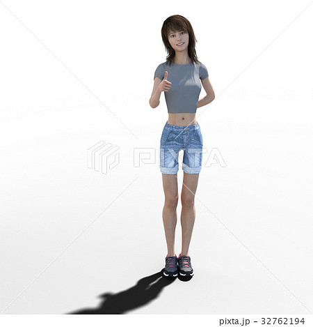 サムズアップする若い女性 perming3DCGイラスト素材 サムズアップする若い女性 perming3DCGイラスト素材 32762194