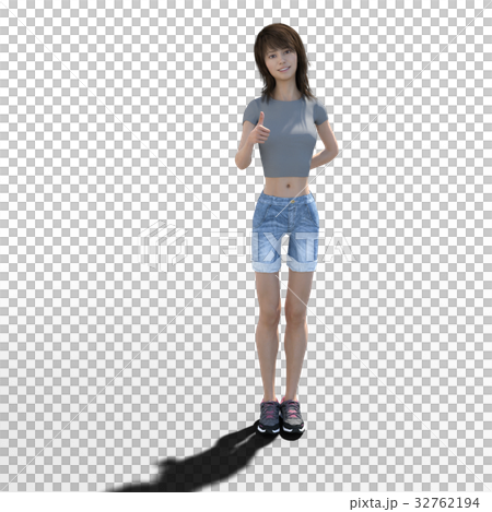 サムズアップする若い女性 perming3DCGイラスト素材 サムズアップする若い女性 perming3DCGイラスト素材 32762194