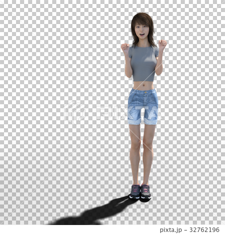 Guts pose young woman perming3DCG illustration material Guts pose young woman perming3DCG illustration material 32762196
