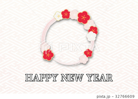 横_梅年賀（背景素材）紗綾形 32766609