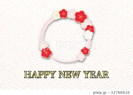 横_梅年賀（背景素材）紗綾形 32766610