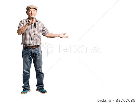 Portrait of a happy mature man presented Portrait of a happy mature man presented 32767039