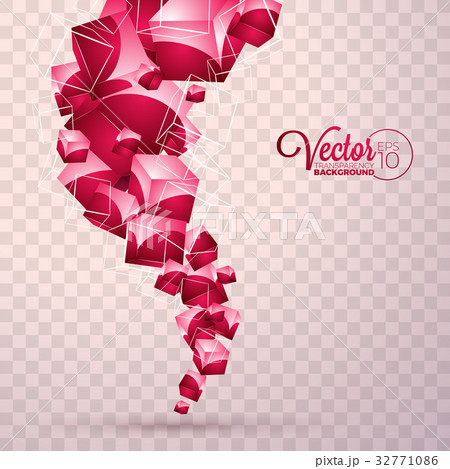 Abstract vector red waves cubes design 32771086