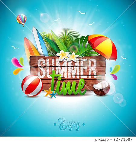 Summer Time Holiday typographic illustration 32771087