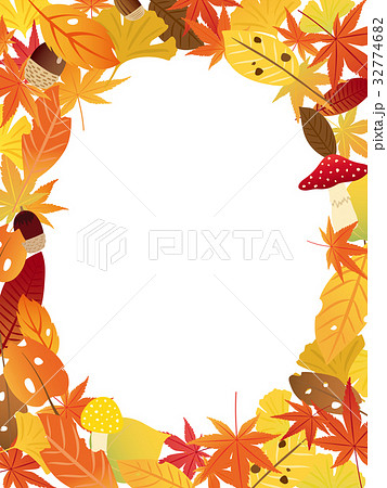 秋の紅葉 フレーム素材のイラスト素材 32774682 Pixta