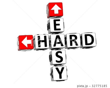 3D Easy Hard Crossword on white background 3D Easy Hard Crossword on white background 32775185