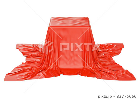 Box covered red cloth, 3D rendering Box covered red cloth, 3D rendering 32775666