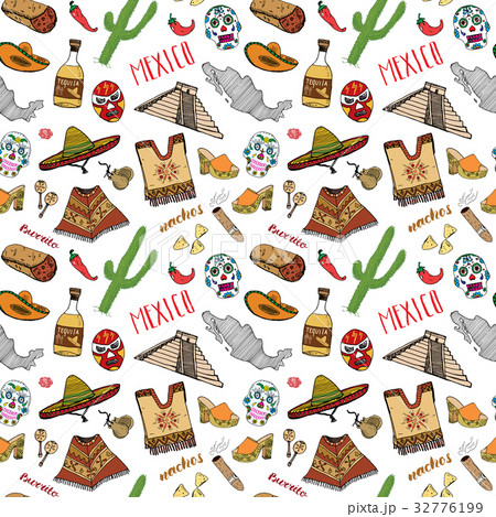 Mexico seamless pattern doodle sketch vector 32776199