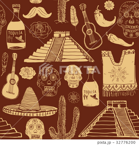Mexico seamless pattern doodle sketch vector 32776200