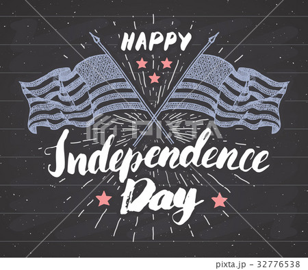 Happy Independence Day Vintage USA card, vector  32776538