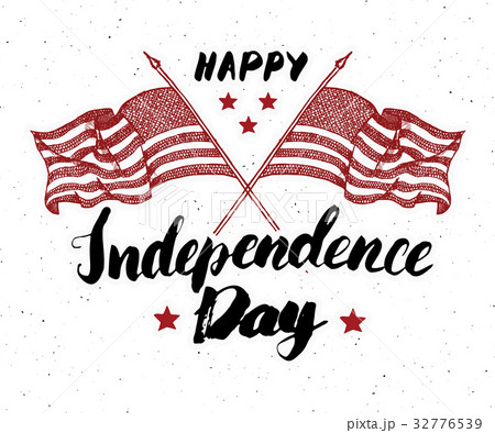Happy Independence Day Vintage USA card, vector  32776539