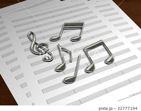 五線譜と音譜イメージ 五線譜と音譜イメージ 32777194