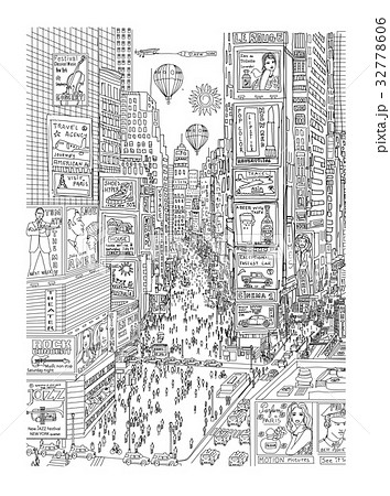 View Of Times Square In New Yorkのイラスト素材
