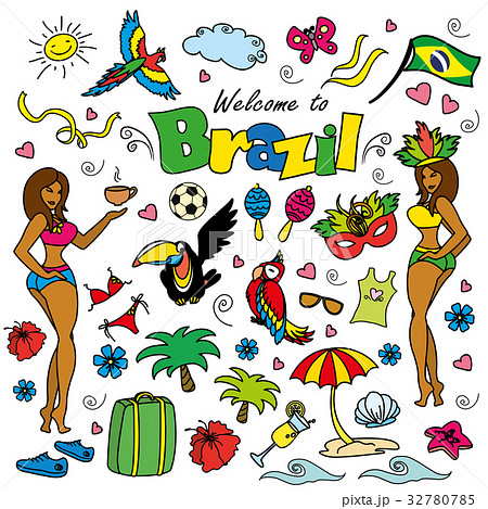 Big cartoon set of Brazilian templates 32780785