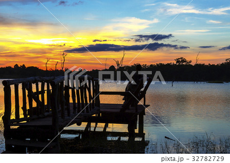 Sunset backgound on lagoon 32782729