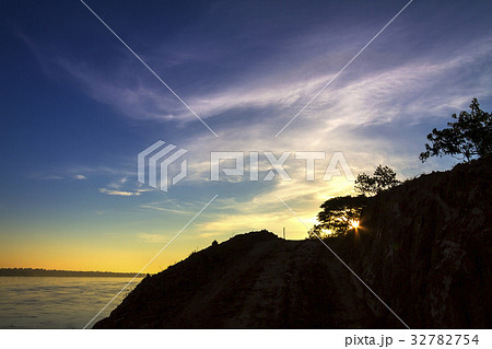 Dawning sunrise at  Mekong River 32782754