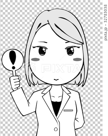 ビックリマークを出す白衣の女性 32783038