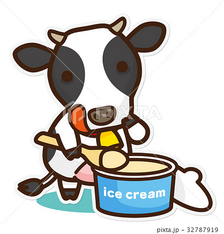 牛と乳製品 アイスクリームのイラスト素材