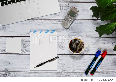 Journalist workspace office concept 32788322