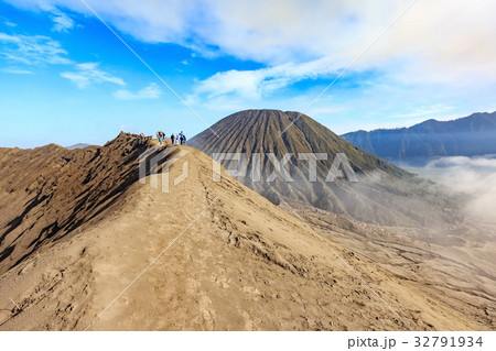View from the top of an active Bromo volcano  32791934