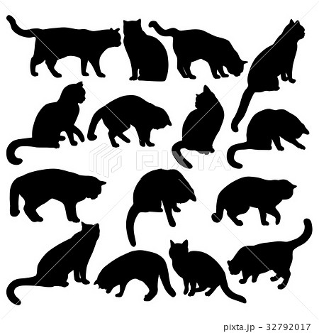 Collection Of Silhouettes Of Catsのイラスト素材