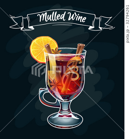 Mulled wine illustration. Autumn drink. 32794261