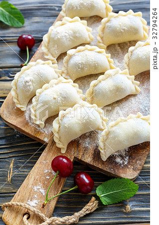 Cooking dumplings with cherries. Cooking dumplings with cherries. 32794264