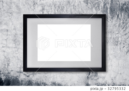 Black photo frame on concreate wall background. Black photo frame on concreate wall background. 32795332