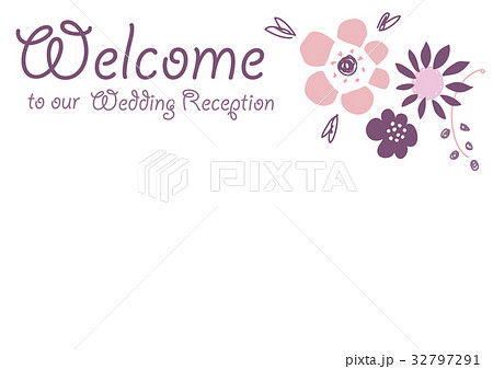 花のイラストのウェルカムカードのイラスト素材