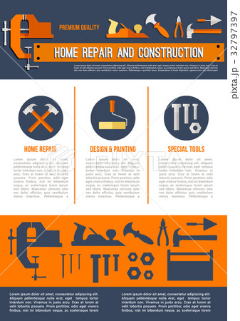 Vector landing page template for repair work tools 32797397
