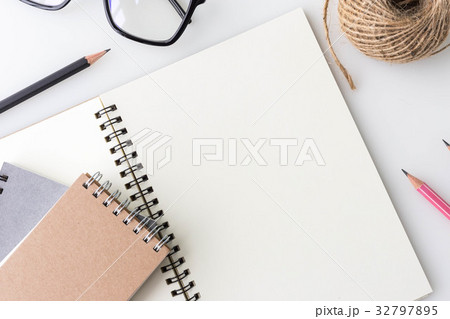 Modern White office desk top and other supplies. Modern White office desk top and other supplies. 32797895