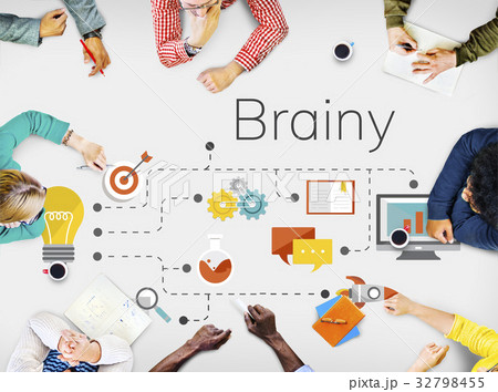 Team meeting and discussion with ideas and creative icon graphic design 32798455