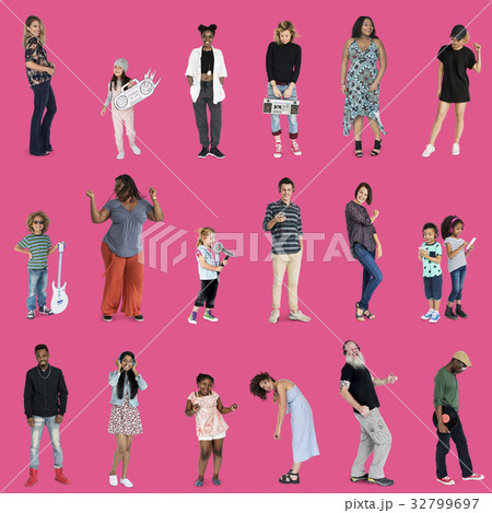 Diverse of People Enjoy Music Lifestyle Studio Isolated 32799697