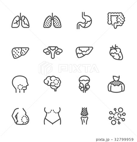 Cancer , Medical and healthcare icons set. 32799959